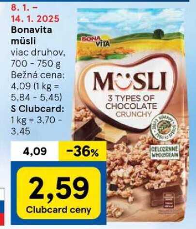 Bonavita müsli, 700 - 750 g