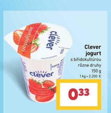 Clever jogurt s bifidokultúrou rôzne druhy 150 g 