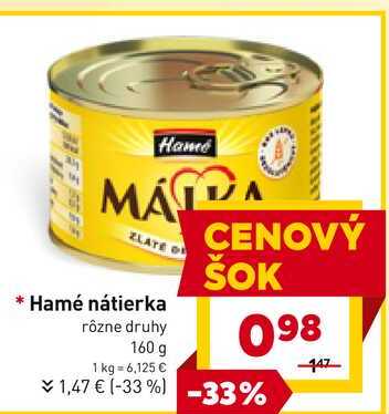 Hamé nátierka rôzne druhy 160 g