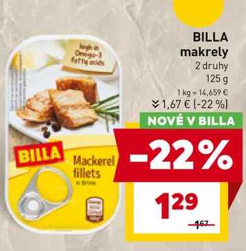 BILLA makrely 2 druhy 125 g