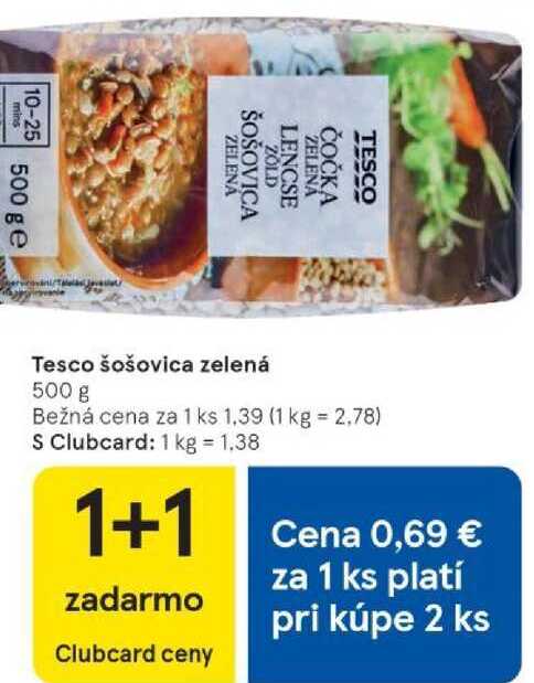 Tesco šošovica zelená, 500 g