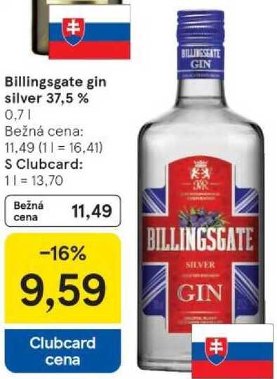 Billingsgate gin silver 37,5 %, 0,7 l