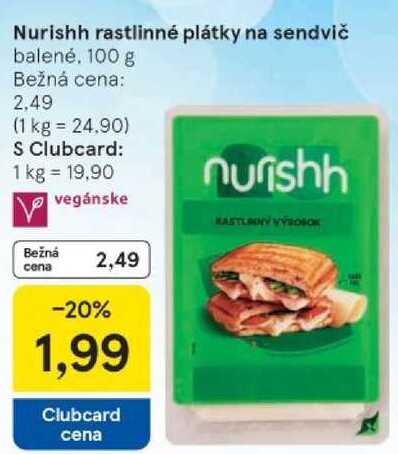 Nurishh rastlinné plátky na sendvič, 100 g