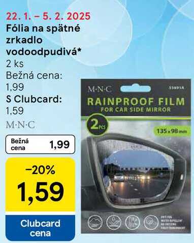 Fólia na spätné zrkadlo vodoodpudivá, 2 ks