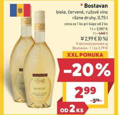 Bostavan biele, červené, ružové víno rôzne druhy, 0,75l