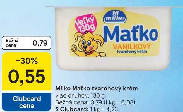 Milko Maťko tvarohový krém, 130 g