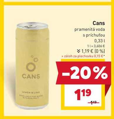 Cans pramenitá voda s príchuťou 0,33l