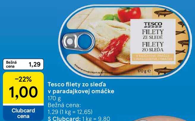 Tesco filety zo sleďa v paradajkovej omáčke, 170 g