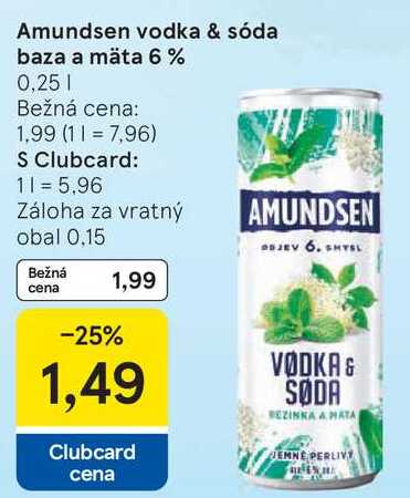 Amundsen vodka & sóda baza a mäta 6%, 0,25 l