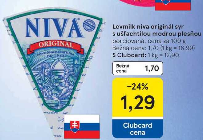 Levmilk niva originál syr s ušľachtilou modrou plesňou, cena za 100 g