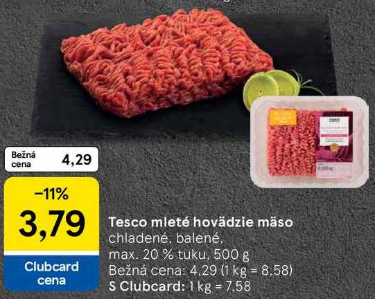 Tesco mleté hovädzie mäso, 500 g