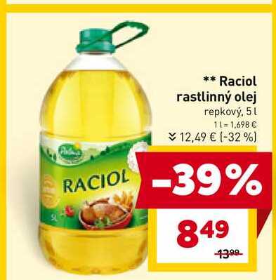 Raciol rastlinný olej repkový, 5l