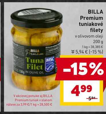 BILLA Premium tuniakové filety v olivovom oleji 200 g