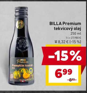 BILLA Premium tekvicový olej 250 ml