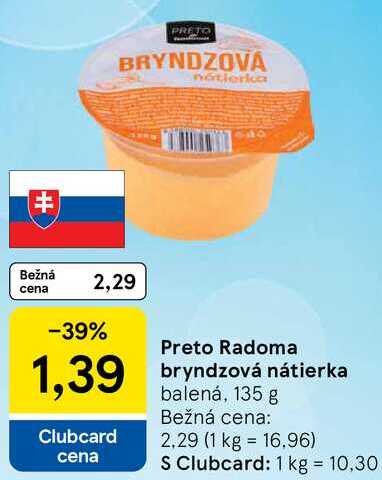 Preto Radoma bryndzová nátierka, 135 g