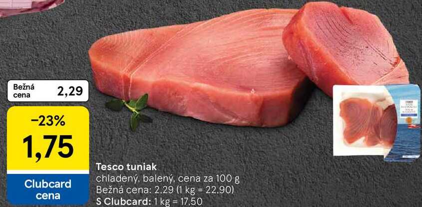 Tesco tuniak, cena za 100 g