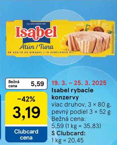 Isabel rybacie konzervy, 3x 80 g