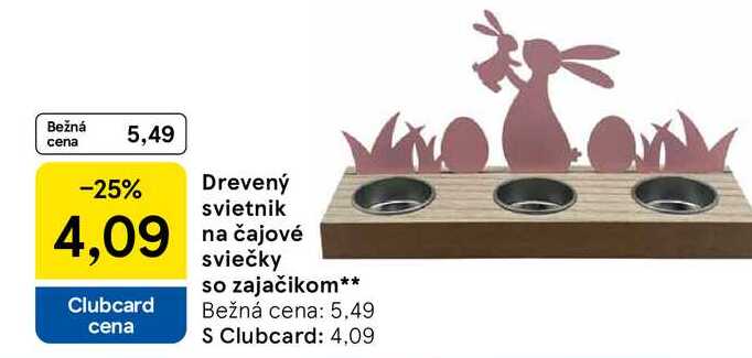 Drevený svietnik na čajové sviečky so zajačikom
