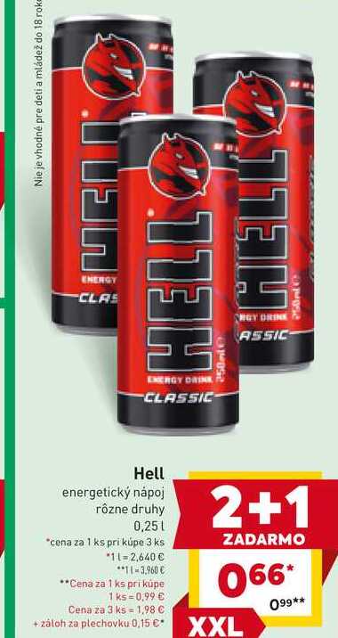 Hell energetický nápoj rôzne druhy 0,25l