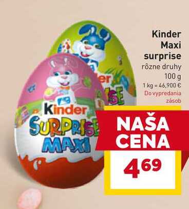 Kinder Maxi surprise rôzne druhy 100 g