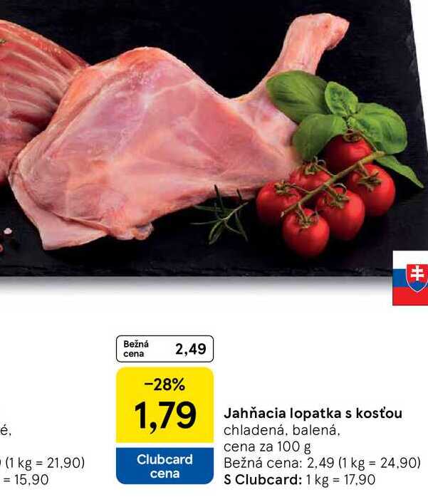 Jahňacia lopatka s kosťou, cena za 100 g