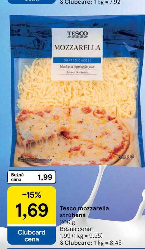 Tesco mozzarella strúhaná 200 g