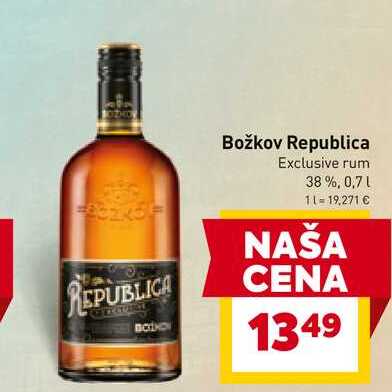 Božkov Republica Exclusive rum 38%, 0,7l v akcii