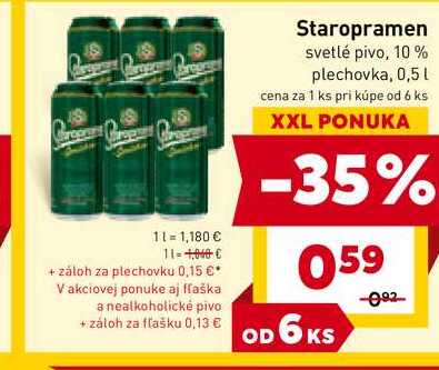 Staropramen svetlé pivo, 10% plechovka, 0,5l