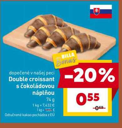 Double croissant s čokoládovou náplňou 74g 