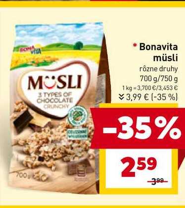 Bonavita müsli rôzne druhy 700 g/750 g 