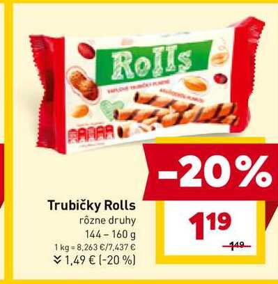 Trubičky Rolls rôzne druhy 144-160g