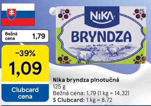 Nika bryndza plnotučná, 125 g 
