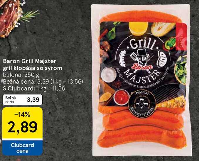 Baron Grill Majster gril klobása so syrom, 250 g