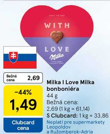 Milka I Love Milka bonboniéra, 44 g 