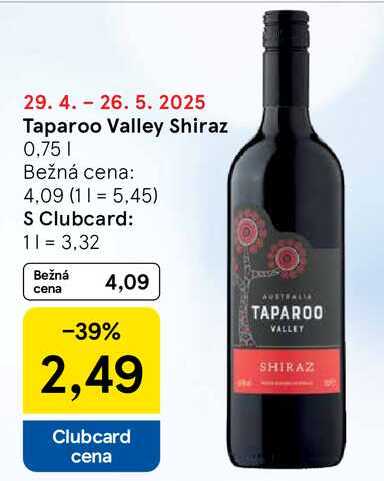 Taparoo Valley Shiraz, 0,75 l