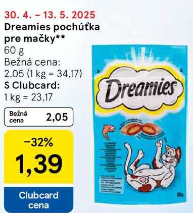 Dreamies pochúťka pre mačky, 60 g 