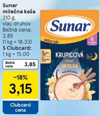 Sunar mliečna kaša, 210 g