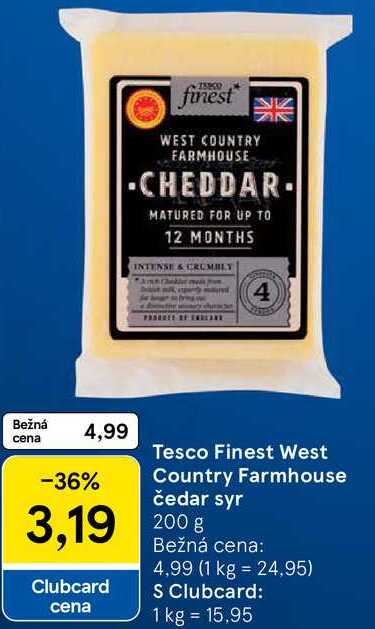 Tesco Finest West Country Farmhouse čedar syr, 200 g 