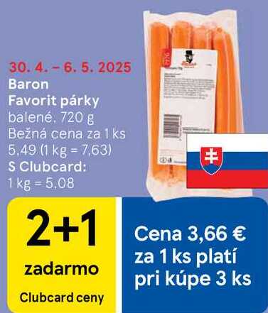 Baron Favorit párky, 720 g 