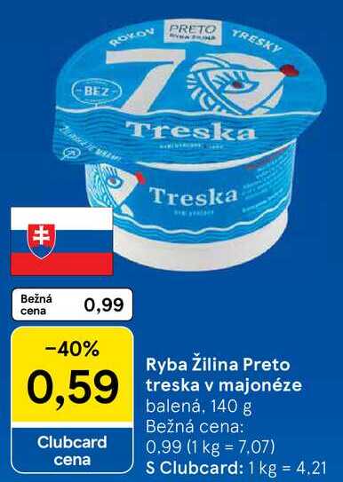 Ryba Žilina Preto treska v majonéze, 140 g