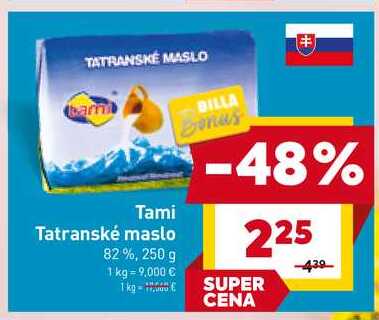 Tami Tatranské maslo 82%, 250 g