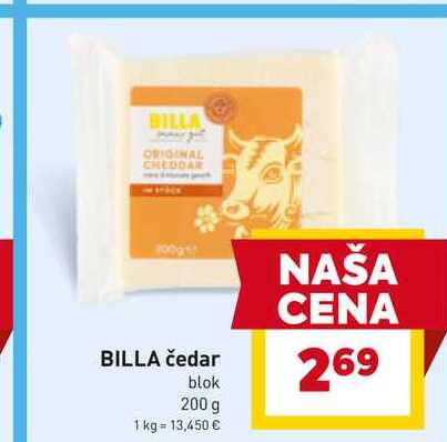 BILLA čedar blok 200 g 