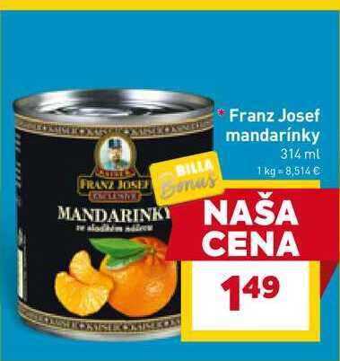 Franz Josef mandarínky 314 ml 