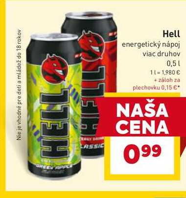 Hell energetický nápoj viac druhov 0,5l