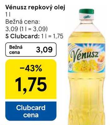 Vénusz repkový olej, 1 l
