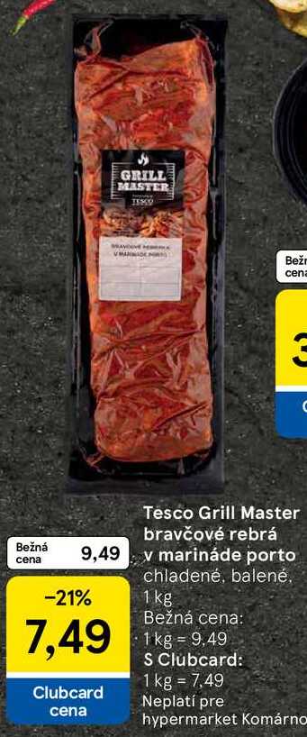 Tesco Grill Master bravčové rebrá v marináde porto, 1 kg