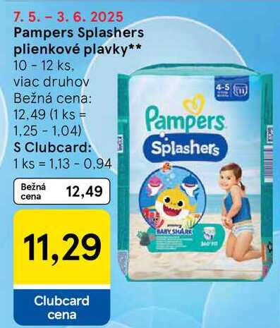 Pampers Splashers plienkové plavky, 10 - 12 ks