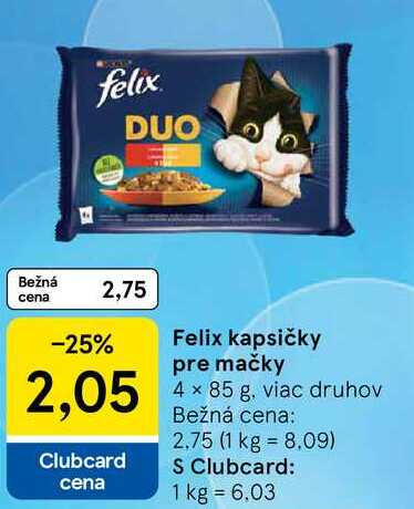 Felix kapsičky pre mačky, 4x 85 g