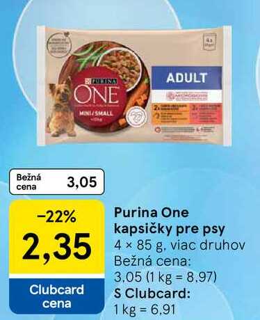 Purina One kapsičky pre psy, 4x 85 g