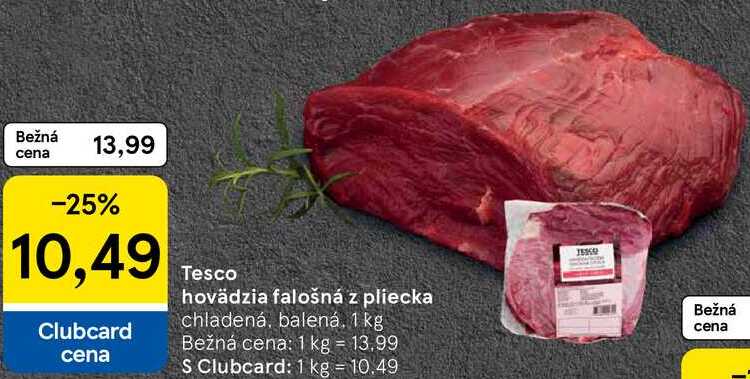 Tesco hovädzia falošná z pliecka, 1 kg 